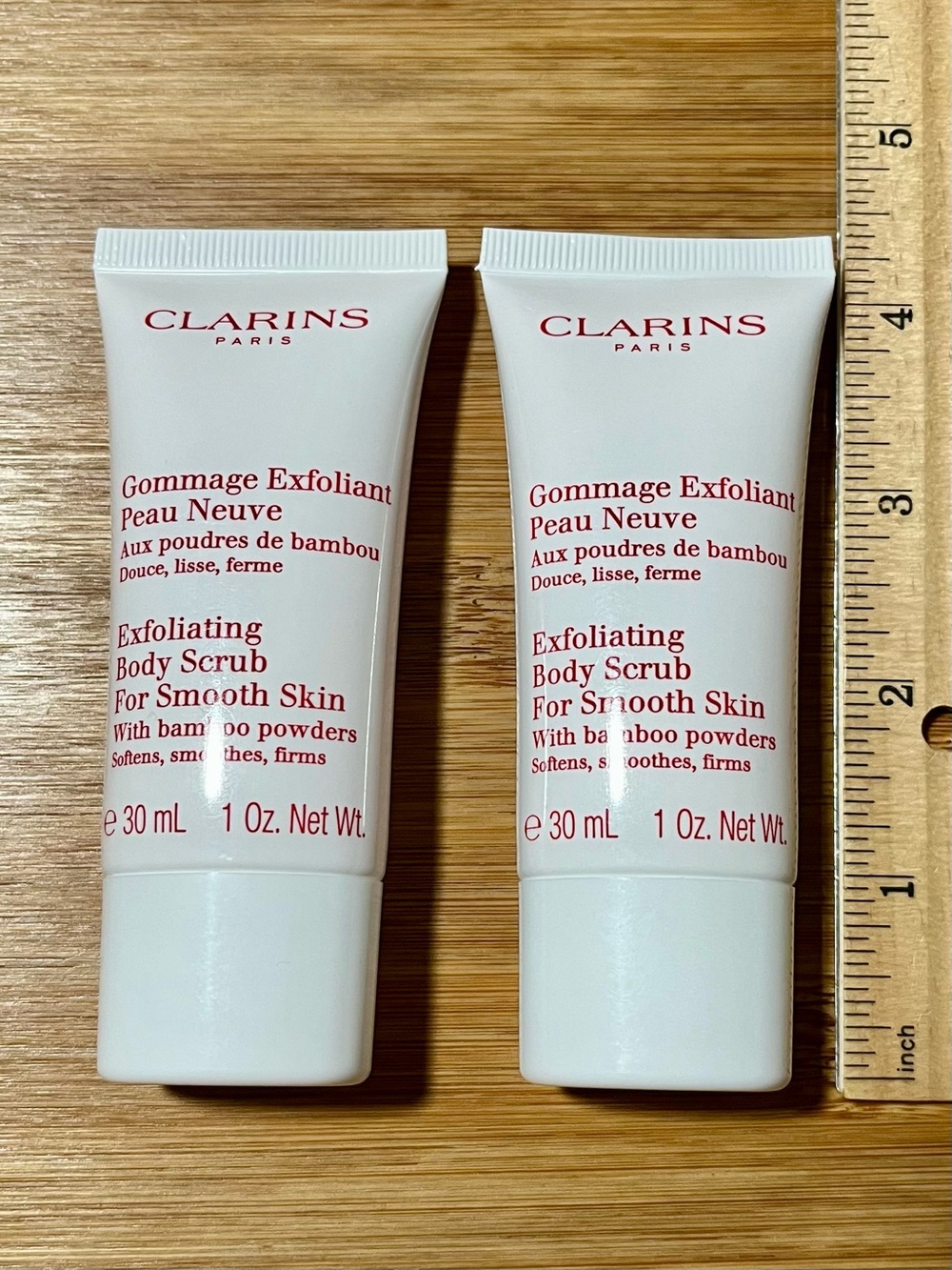 2 Clarins Exfoliating Body Scrubs for Smooth Skin 30 ml / 1 oz Travel Size